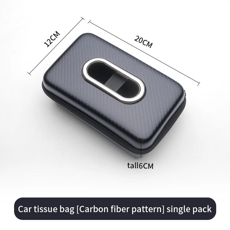 Car Tissue Holder for Back Seat Headrest, PU Leather Tissue Box with Elastic Strap, Fits Armrest Also No Damage Installation