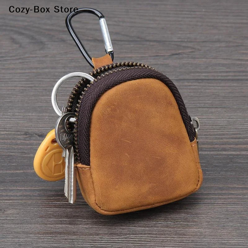 [ZY]Retro Small Zipper Pouch Earphones Accessories PU Leather Coin Purse For Coins Bag Pendant[ZY]