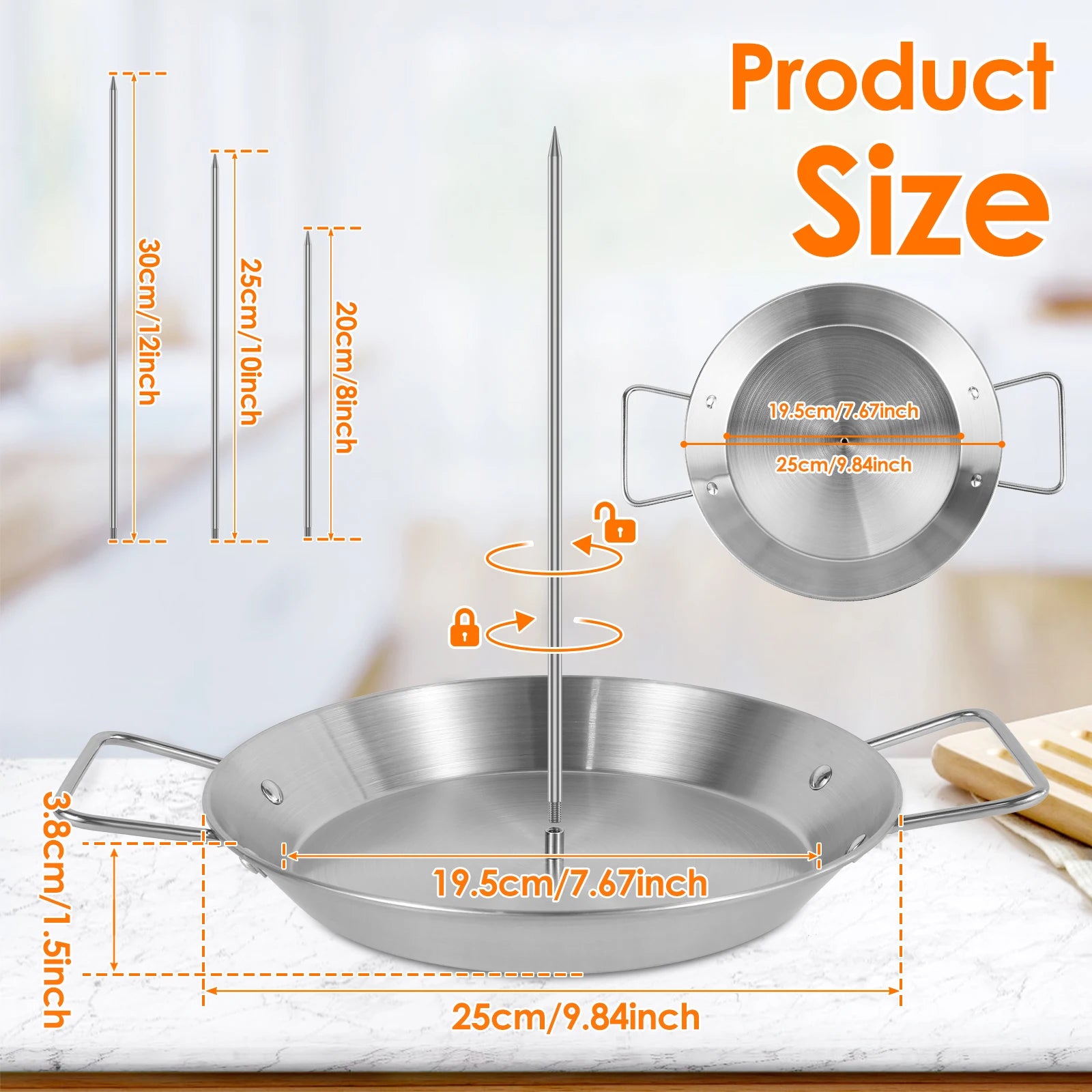 Vertical Meat Skewer Stainless Steel BBQ Vertical Skewer Grill with 3 Replacement Spikes Barbecue Vertical Skewer Grill Rack