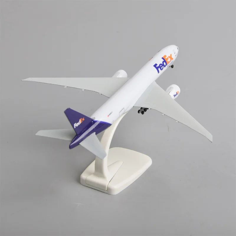 20cm Fedex Cargo B777 Airplane Model Metal Diecast Model Plane Kit with Stand for Adult Collection Display or Toy Gift
