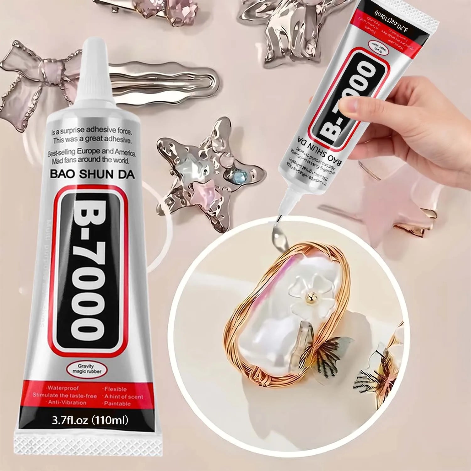25PCS 15mL B7000 Clear Precision Cement, Adhesive Glue Transparent with Pinpoint Applicator, for Beading, Watch and Lens Repair.