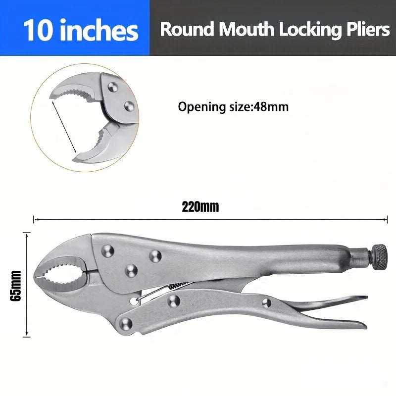 Powerful Locking Pliers,5/7/10" Curved Jaw Pliers,C- type Heavy-duty Pressure Pliers,Idustrial Fixed Circular Mouth Force Wrench
