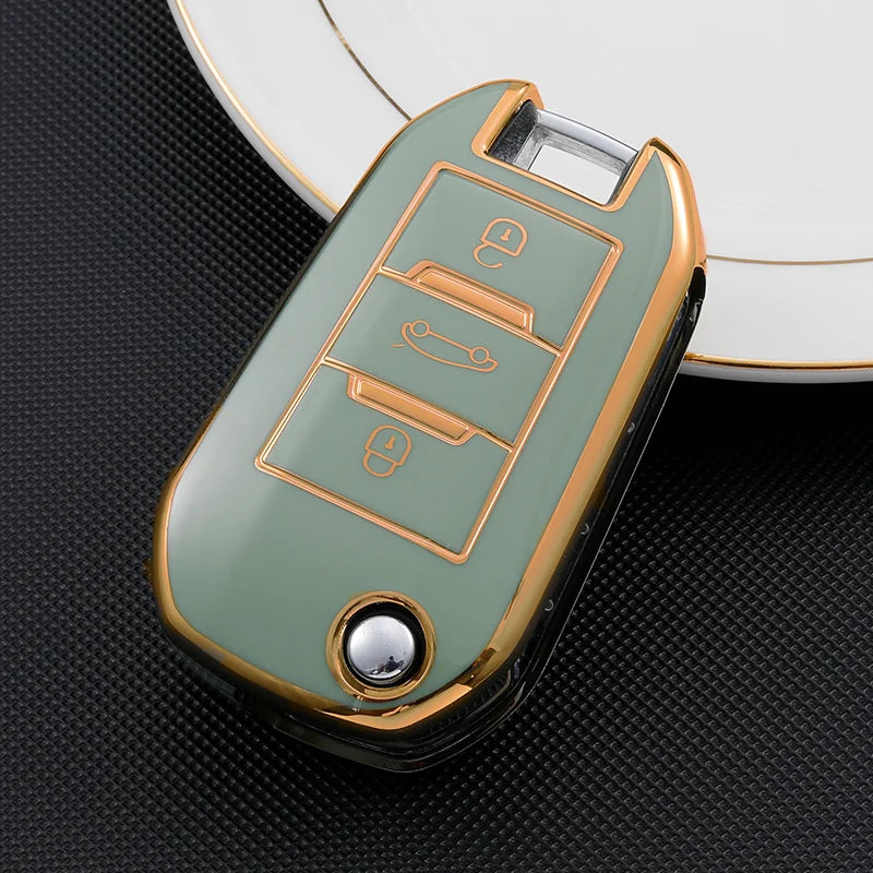 TPU Flip Folding Key Fob Cover Case For Citroen C3 C4 Berlingo 2021 For Peugeot 208 2008 301 308 3008 RCZ 508 408 2008 307