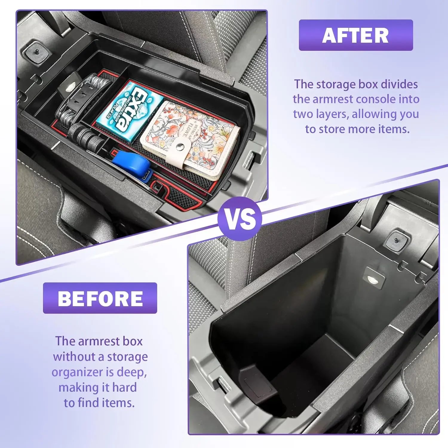 Center Console Organizer Tray Compatible For GMC Terrain 2018-2024 Accessories Center Console Organizer Car Armrest Storage Box