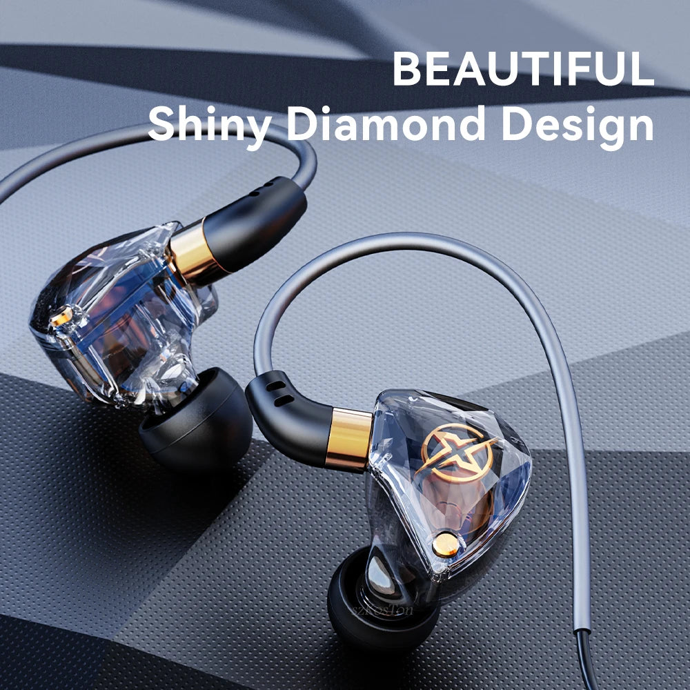 Wired HiFi Headphones with Mini Condenser Microphone Bass Dynamic Earphone Noise-Cancelling Headset for Sports Music Karaoke
