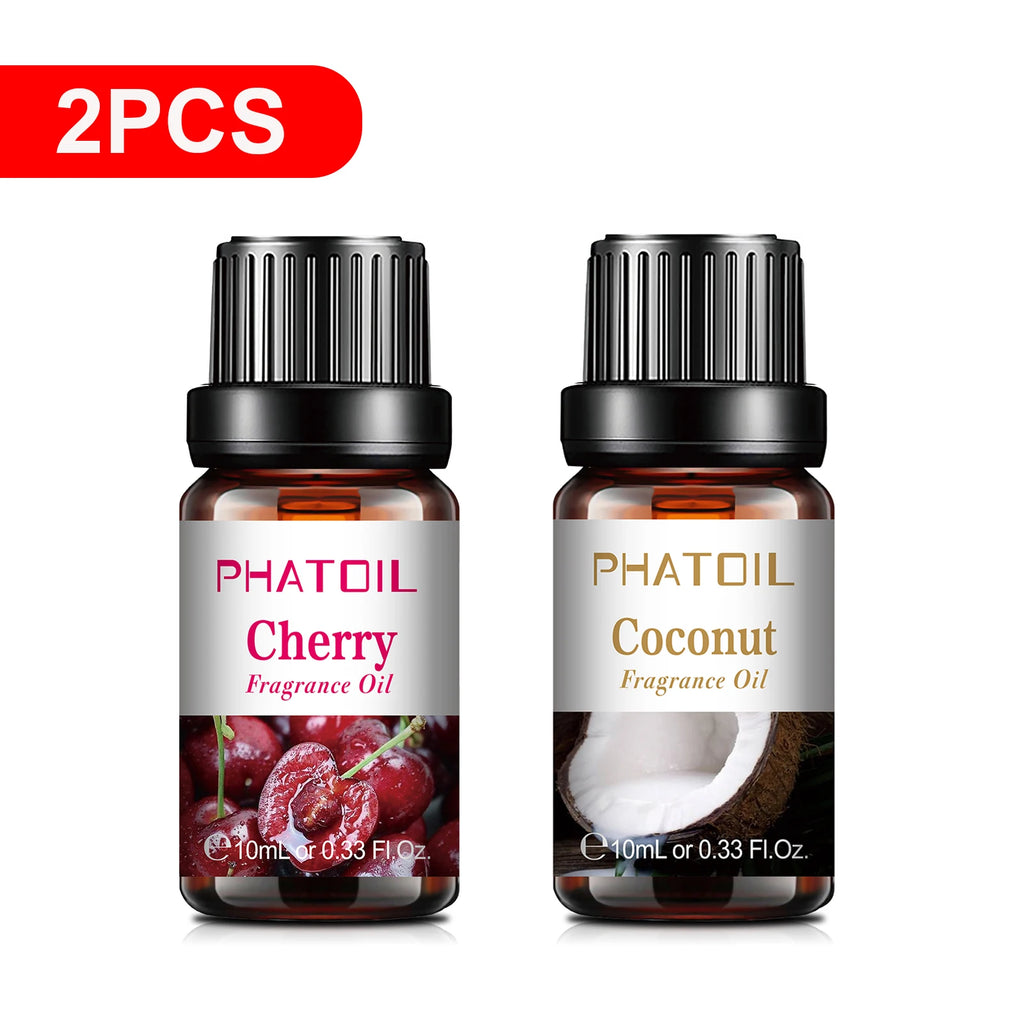 PHATOIL 1/2/6/10pcs 10ml Fruity Fragrance Oil For Aromatherapy Cherry Apple Strawberry Mango Coconut Lemon Fragrance Aroma Oils