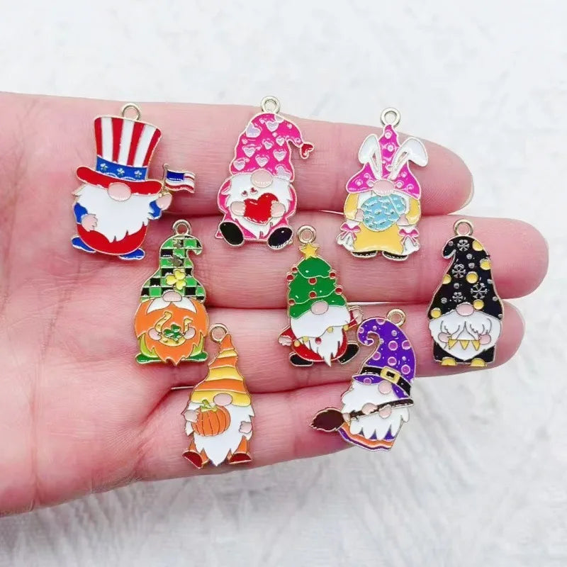 10pcs Cartoon Little Dwarf Drop Oil Alloy Pendant DIY Jewelry Accessories Pack Packaging Decorative Hanging Accessories