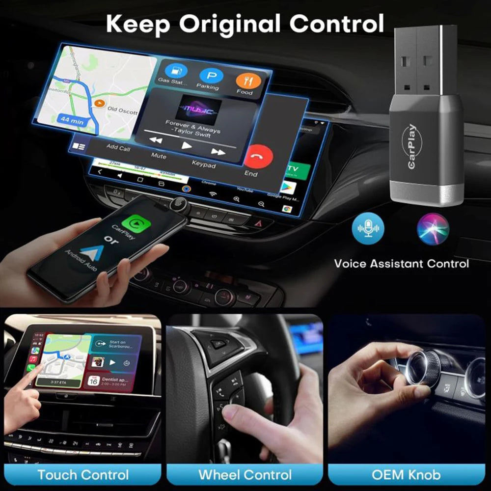 Mini Upgraded Wireless CarPlay Adapter for iPhone, Play Auto Connect, 5.8GHz WiFi Low Latency Play, Compatible with Various Car