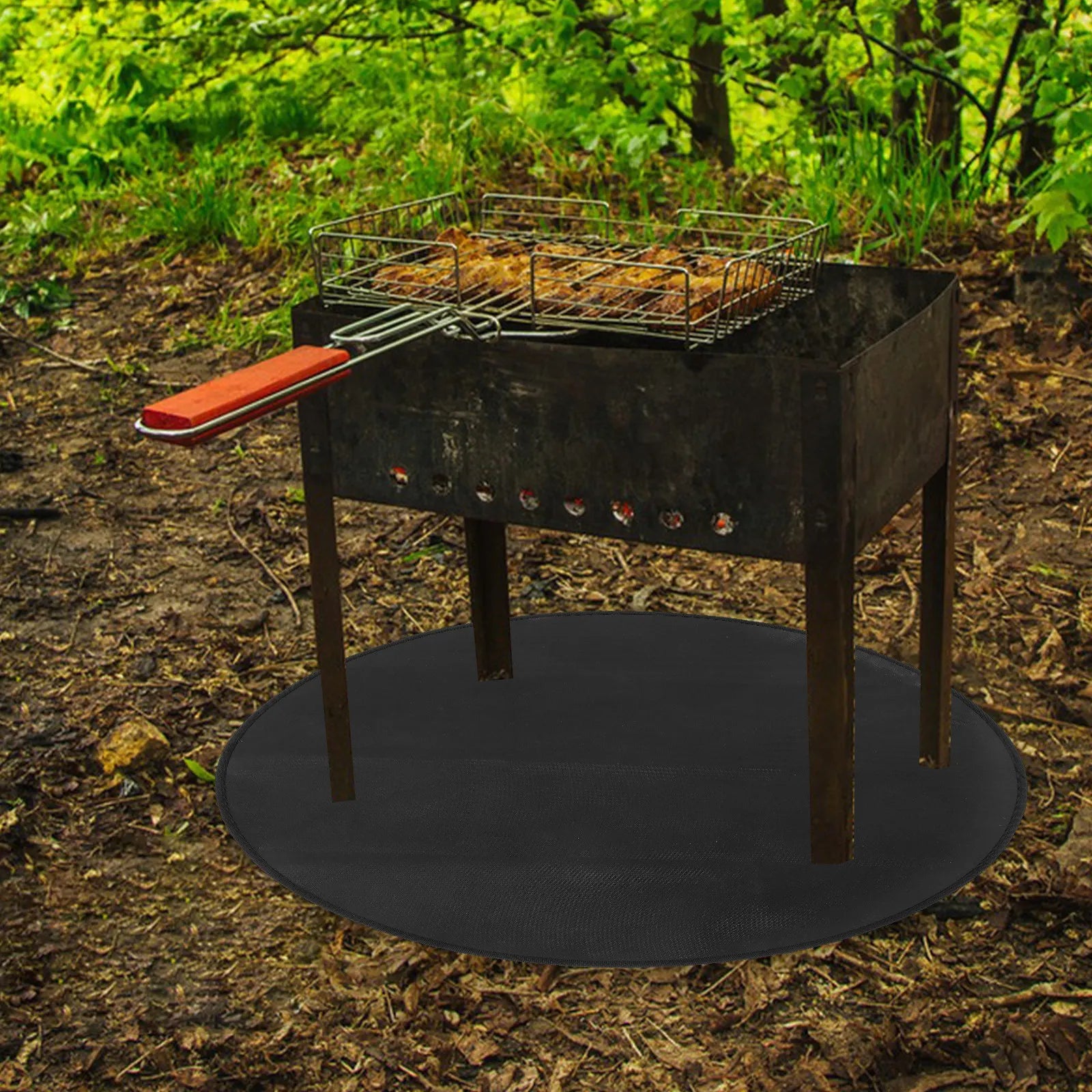 Round 30 Inch Under Grill Mat Fireplace Fire Mat Barbecue Camping Fire Blanket BBQ Grill Mat Outdoor Camping Picnic Accessories