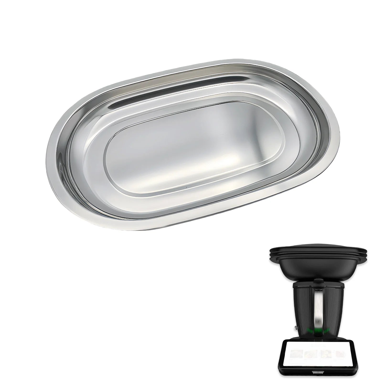 Premium 304 Stainless Steel Steaming Tray for Thermomix TM7, Multifunctional Pan for Sushi, BBQ, Baking and Food Storage