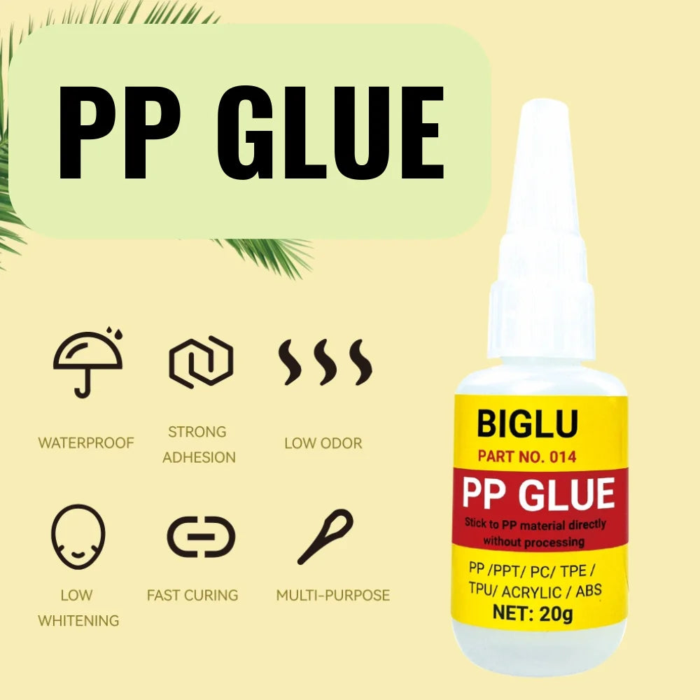 20g Instant Polypropylene (PP) Adhesive Without Any Special Processing Quick Dry Directly Bonds Plastic PPT PC ABS PVC TPE TPU