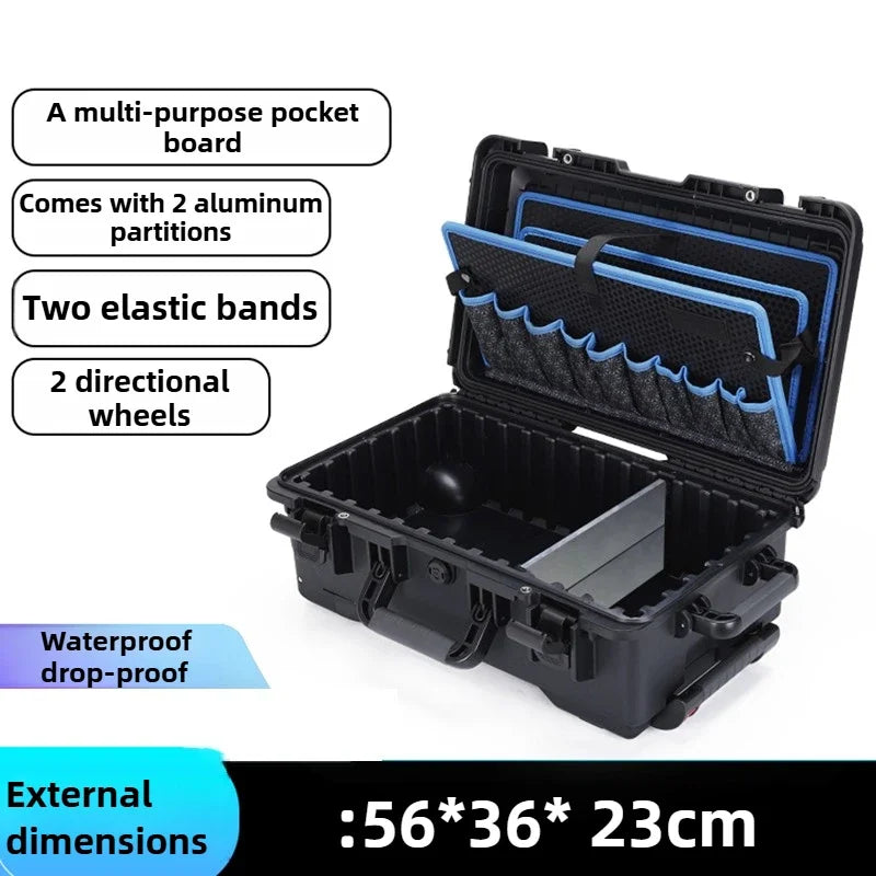 Waterproof Hard Case Large Tool Case Organizer Multi Layer Storage Hardware Toolbox on Wheels Electrician Tools Suitcase Box