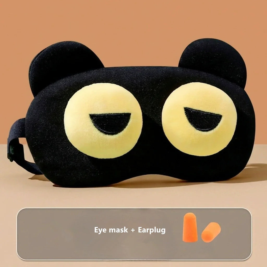 Cute Bear Eye Mask Sleep Aid Light Blocking Breathable Eyeshade for Travel Protective Safety Eye Wear Cold Hot Compress