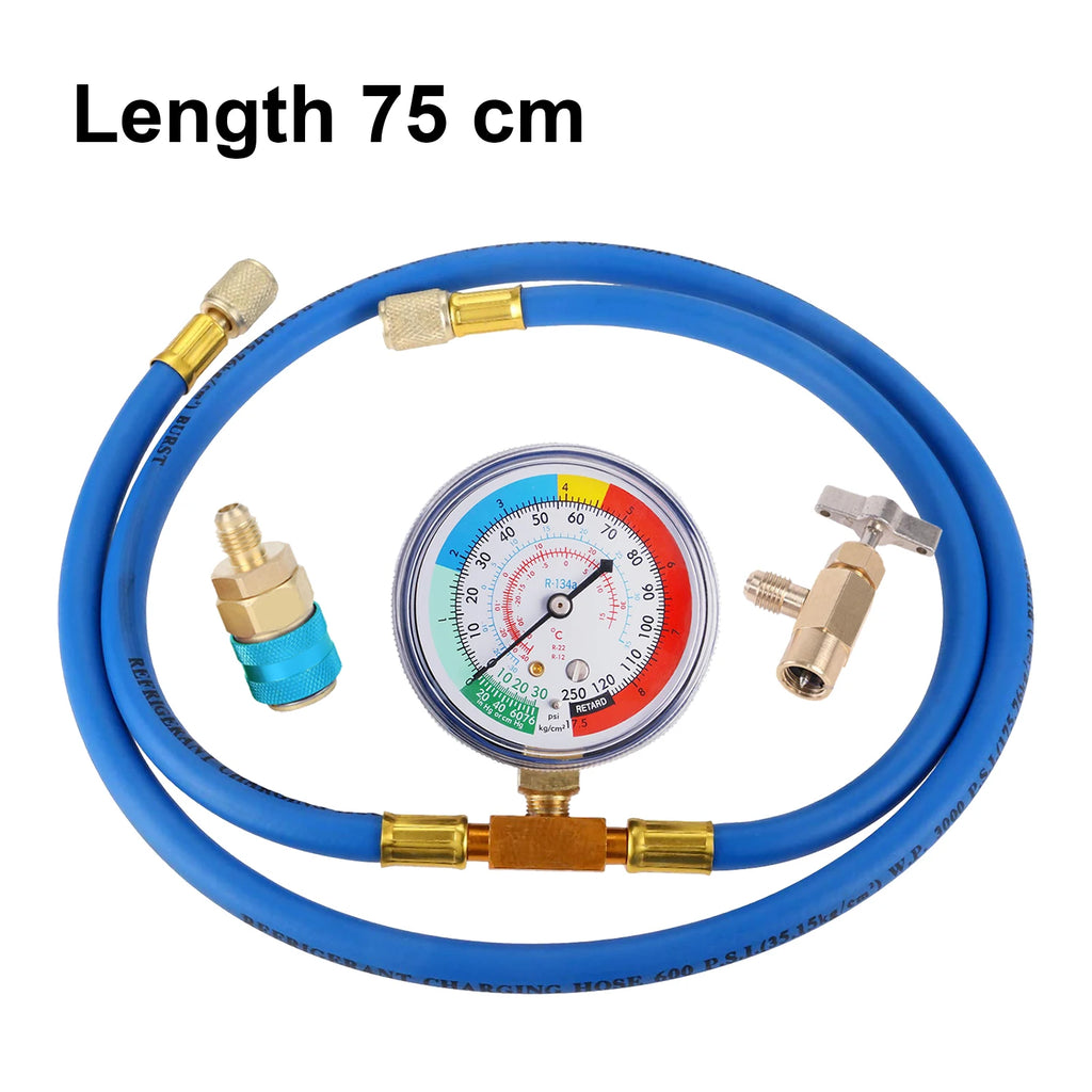 R134A Air Conditioner Gas Cooler with Pressure Gauge Refrigerant Charging Hose Refrigerant Gas Refill for Car Automobile
