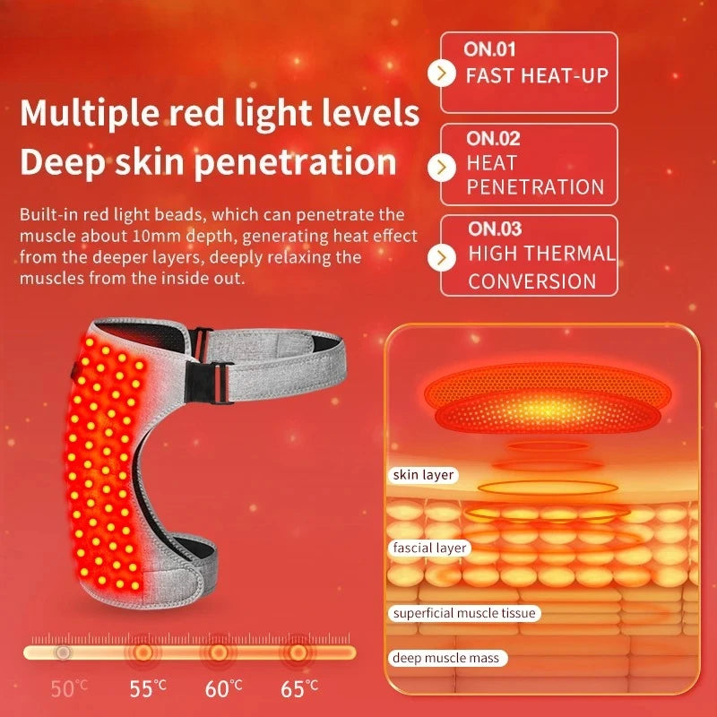660nm Red Light Heating Pad Hip Brace  Wellness Protector Fatigue Relief Home Relaxation 3 Modes 50-90LED