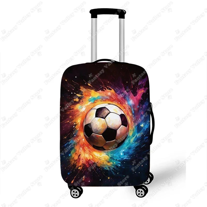 Cool Football Soccer Ball with Crown Luggage Cover for Travel Elastic Trolley Case Covers Anti-dust Suitcase Protective Cover