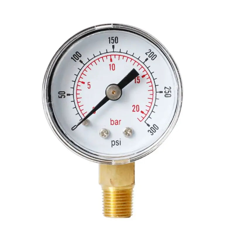 40mm Dual Scale Face Pressure Gauge 1/8" BSPT Bottom Mount 15/30/60/100/160/200/300 PSI & Bar for Air Gas Water Fuel Liquid