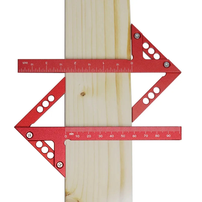 45/90 Degree Center Finder Woodworking Square Right Angle Line Gauge Aluminum Scribe Carpenter Ruler Wood Measuring Tool