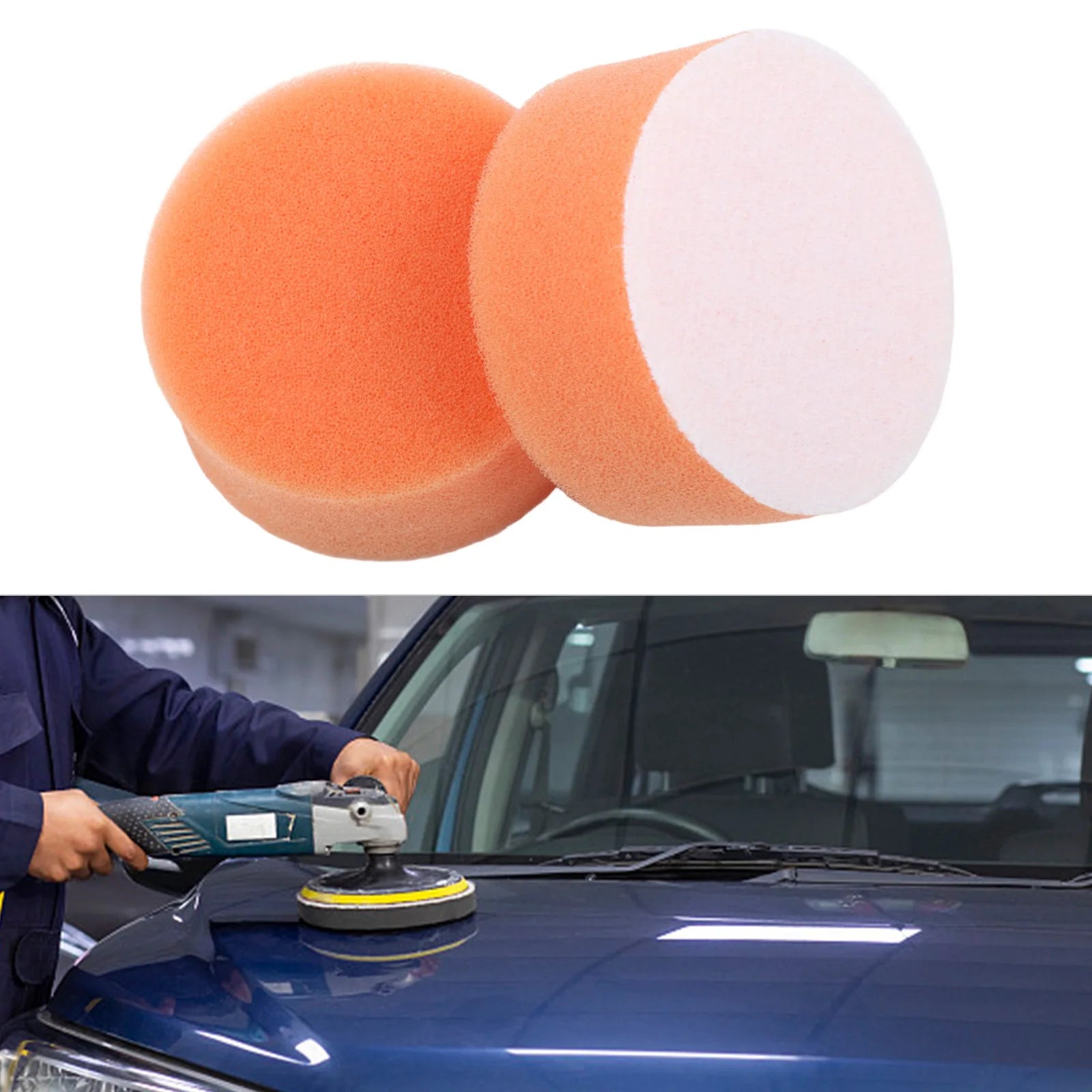2Pcs Sponge Polishing Pad 2" 3" 4" 5"6" 7" Car Polishing Buffing Pad Flat Polisher Buffer Pads For Detail Polisher Waxing Clean