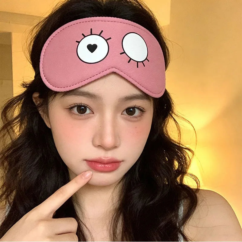 Cute Cartoon Sleep Mask Light Blocking Comfort Concave Eye Blindfold Soft Travel Sleeping Eye Mask for Women Men