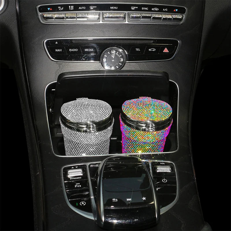 Car Ashtray Auto Portable Bling Cigarette Smokeless With LED Light Indicator Car Accessories for Women재떨이