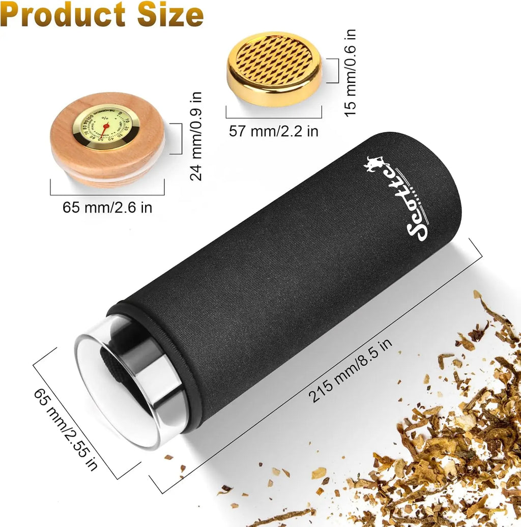 Cigar Case Humidor Gift Box Cigars Jar Humidifiers, Travel Cigar Tube for 4 to 5 Cigars