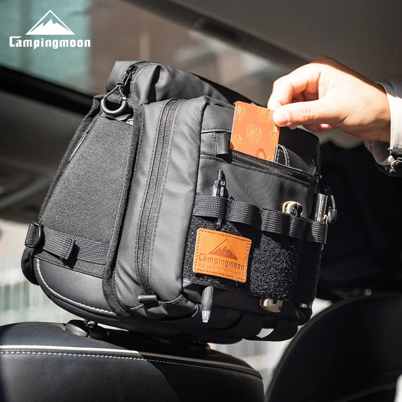 CAMPINGMOON Cheap Black BK-PL Multi-functional Headrest Bag for Car Seating with Glasses Pocket and Built-in Storage Organizer