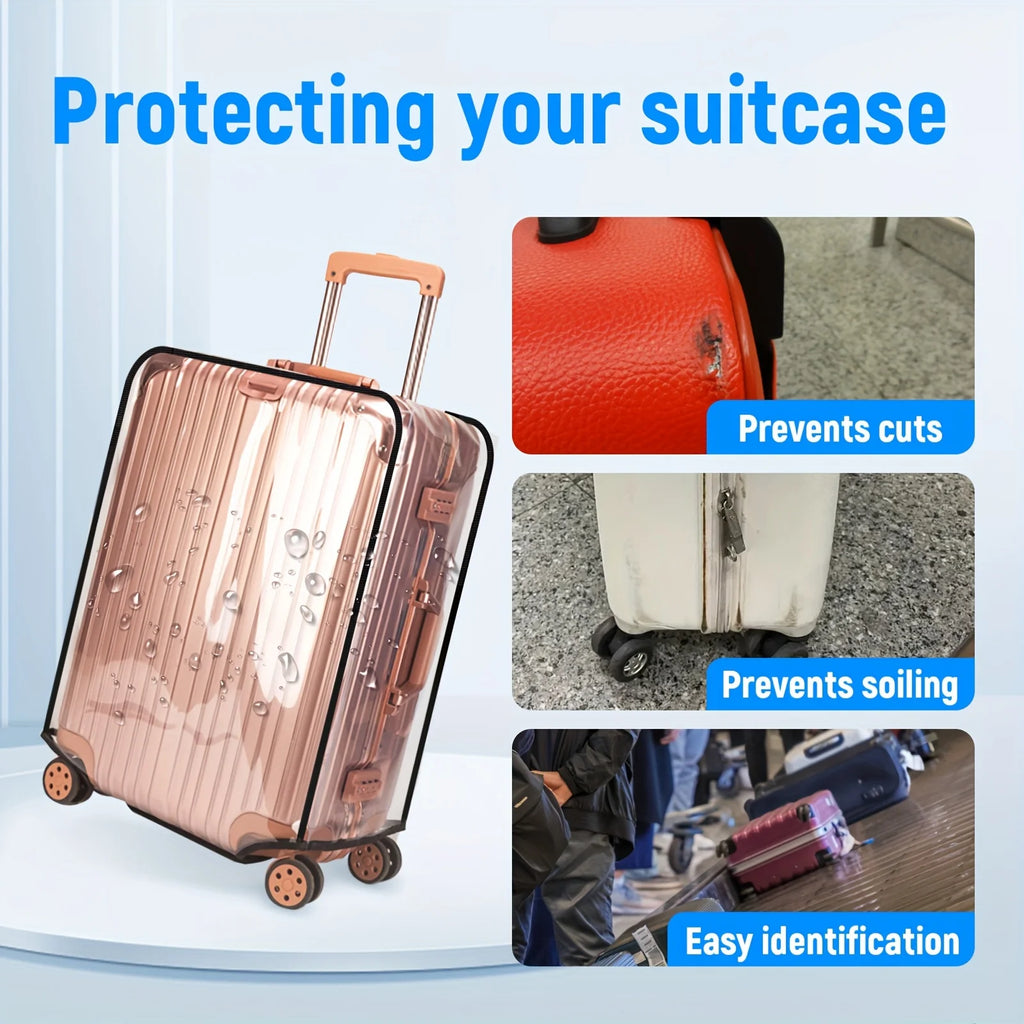 1Pc Transparent PVC Luggage Cover Protector - Universal Dustproof Scratch Resistant Suitcase Protector for 20-28in Travel Bags