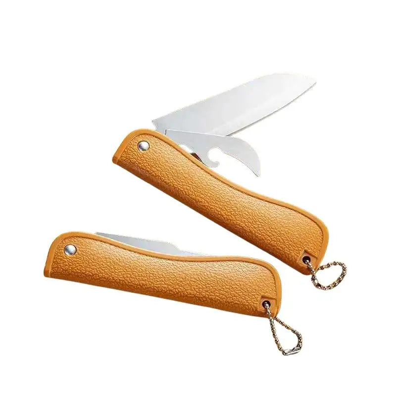New Stainless Steel Folding Fruit Knife With Bottle Opener Perfect For Home Kitchen Outdoor Picnic Camping Daily Use