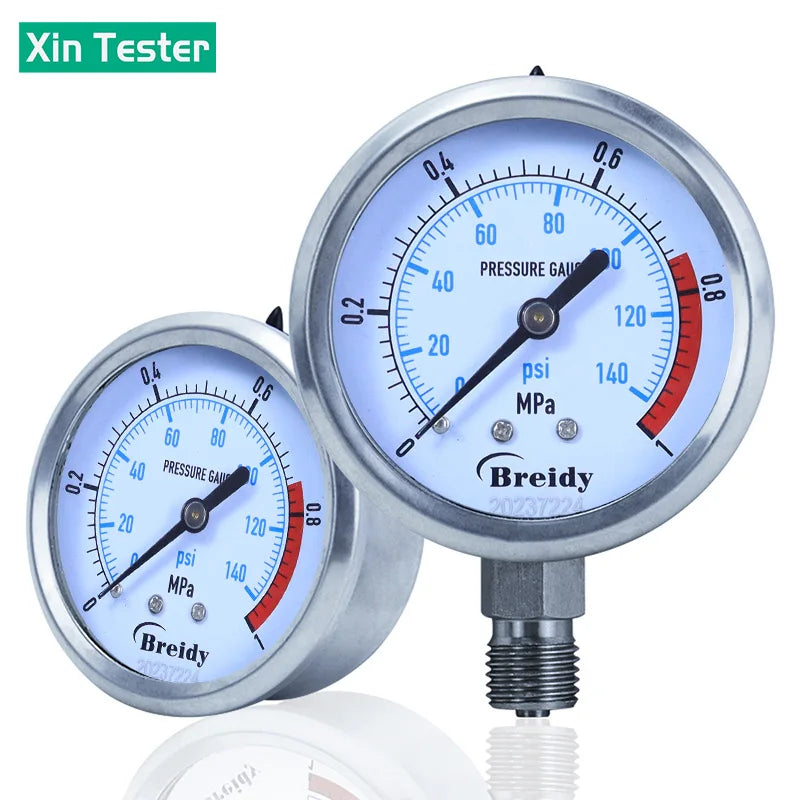 Xin Tester Dia 100mm Pressure Gauge 0-60MPa Glycerin Free Air Oil Hydraulic 0-60mpa Anti-vibration Manometer Thread G1/2 G1/4