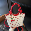 Cherry Pendant Cherry Crossbody Bag Large Capacity Korean Style Basket Shoulder Bag All-match Message Bag Small Tote Bag Travel