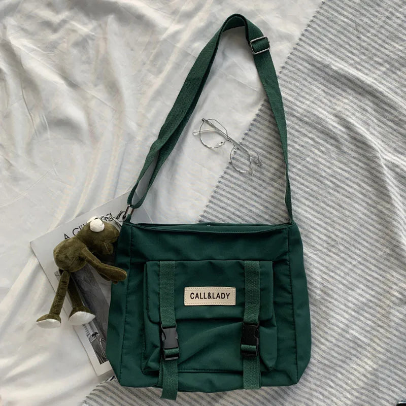 Waterproof Canvas Diagonal Cross Bag Youth Fashion Version Ladies Large Capacity Shoulder Bag Solid Color Women Messenger Bags
