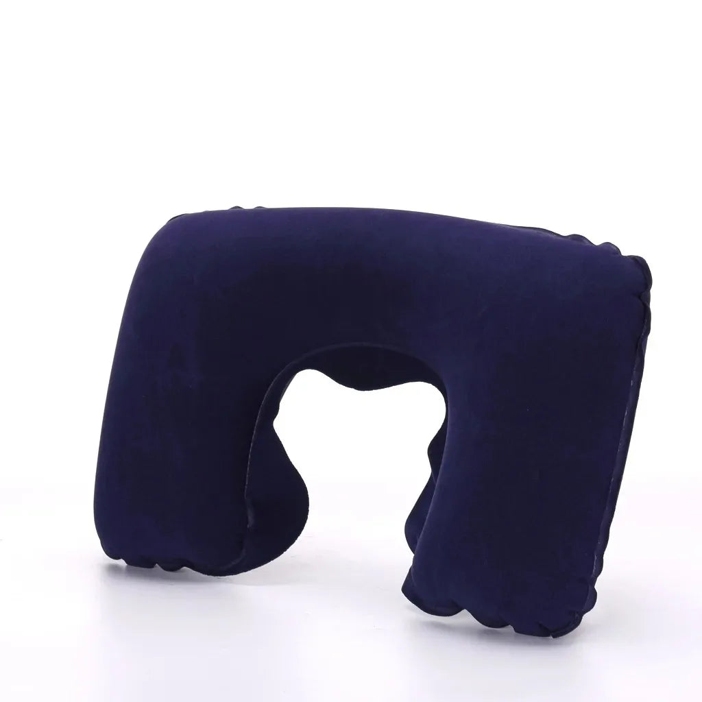 1/3/4Pcs Travel Pillow Car Air Flight Office Inflatable Neck Pillow Short Plush Cover PVC Support Headrest Soft Nursing Cushion