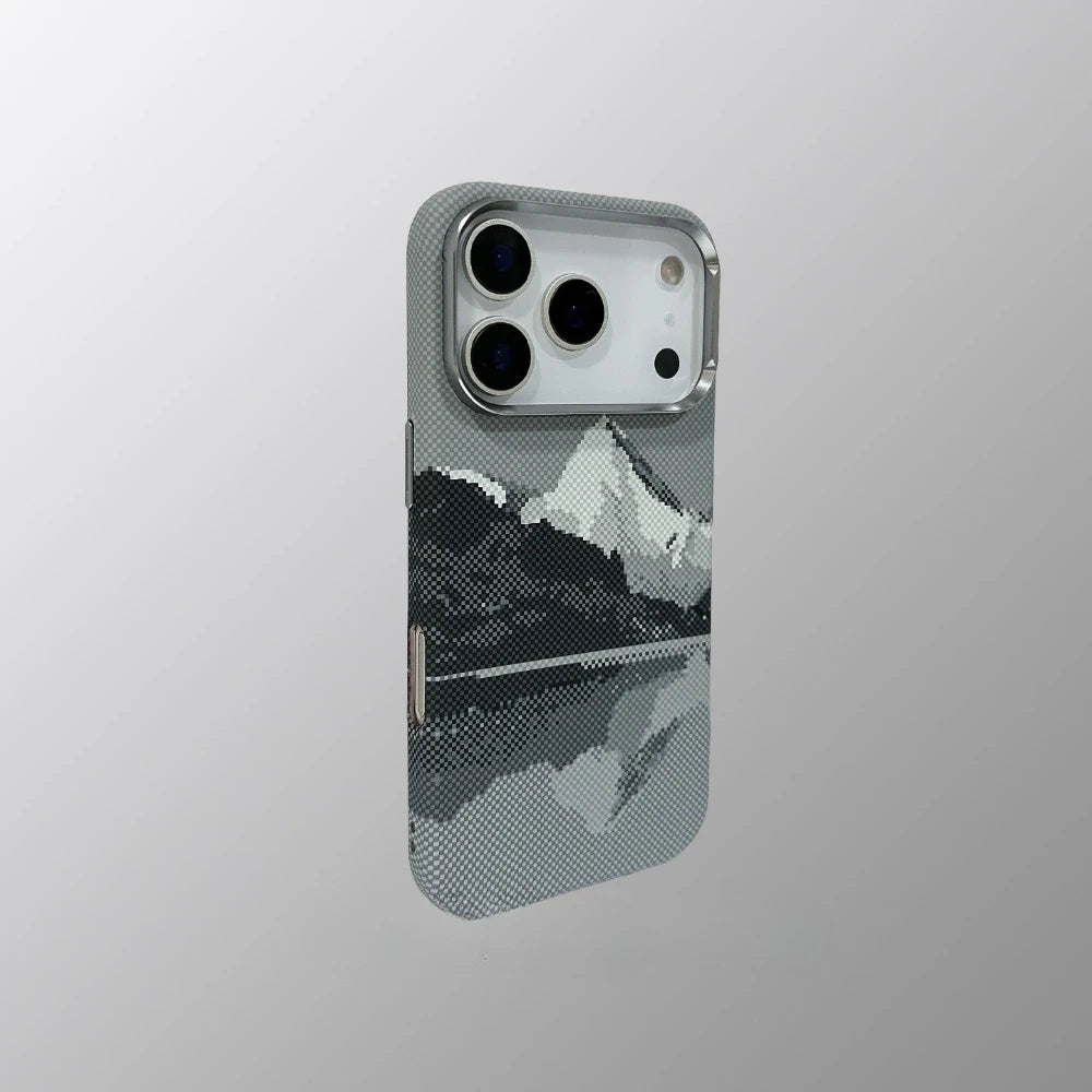 Magnetic Snow Mountain Case Cover for iPhone 17 16 Pro Max Matte Relief Hard PC Shell Camera Lens Protection Phone Capinha Funda