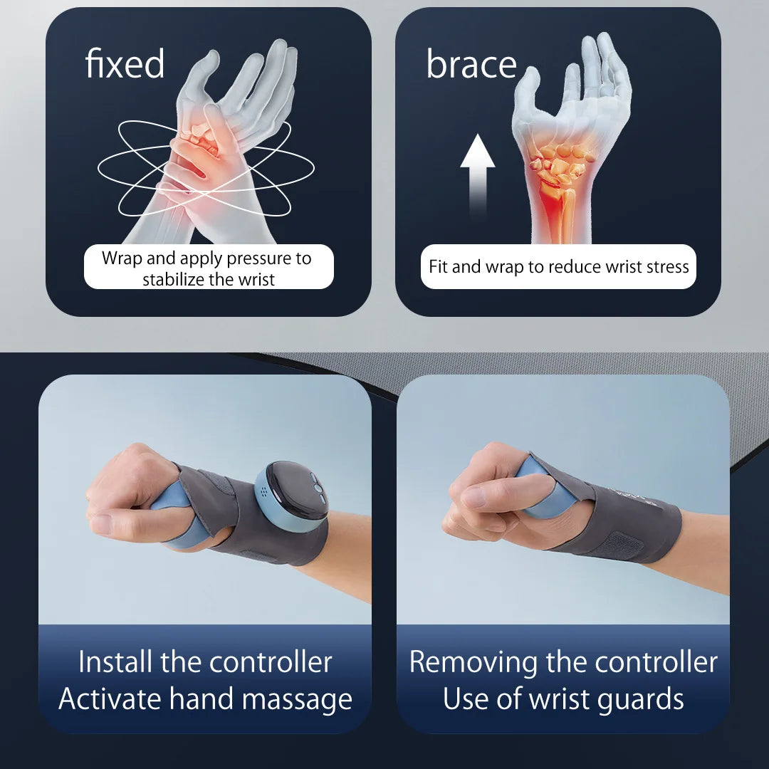 Electric Heating Wrist Massager EMS Wrist Guard Wrist Support Strap Hot Compress 3 Levels Vibration Massage Smart Wrist Massager