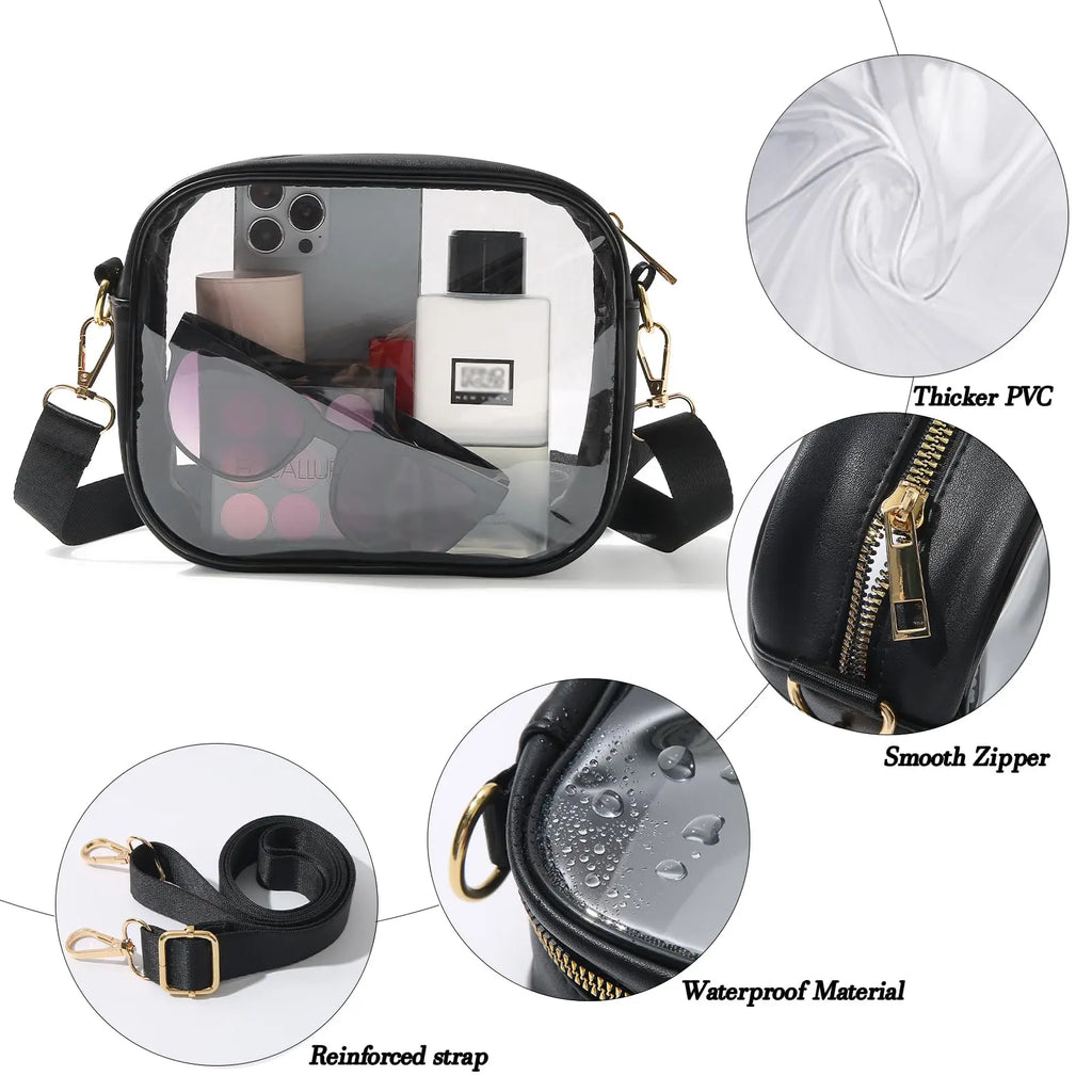 Clear Bag Stadium Approved, Crossbody Transparent Bag for Concerts Sports Events, Purses for Men & Women