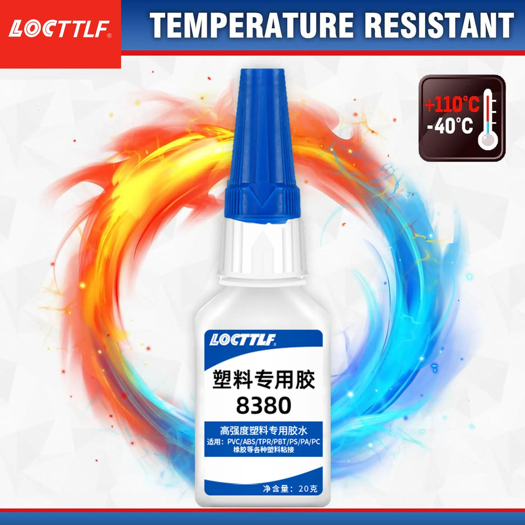 LOCTTLF 20g Plastic Glue Adhesive for 3D Printing Toy Car ABS PVC Super Instant  Glue Bonding Between Plastics Waterproof Clear