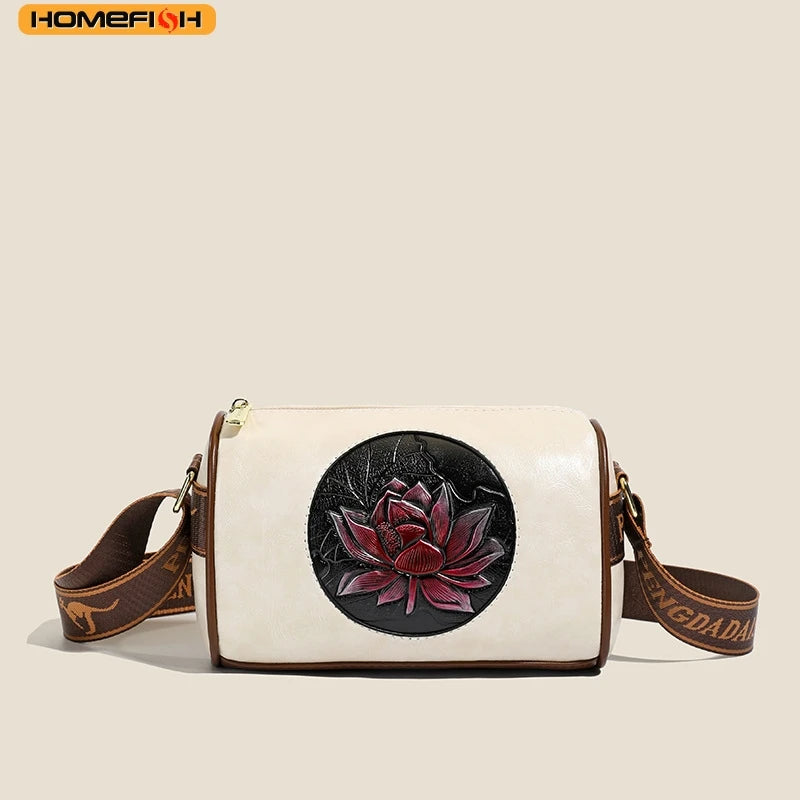 HOMEFISH Women Soft Leather Crossbody Handbag, Fashion Printed Casual Shoulder Bag Multi-purpose Ladies Messenger Tote Purse