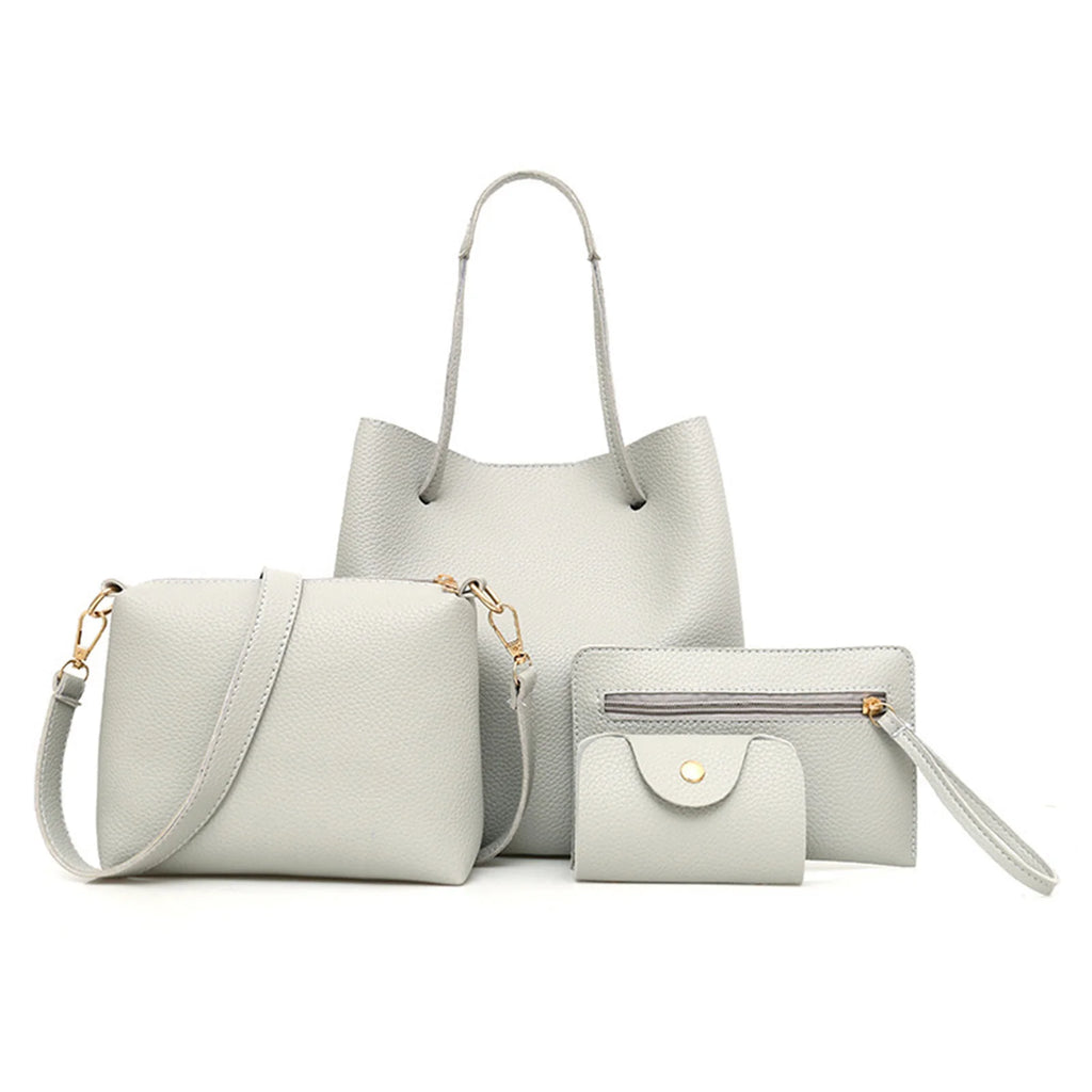 Matching Mother and Daughter Bag Set 4 Pcs Solid Color Shoulder Crossbody Bag for Women European Style Tote Handbag