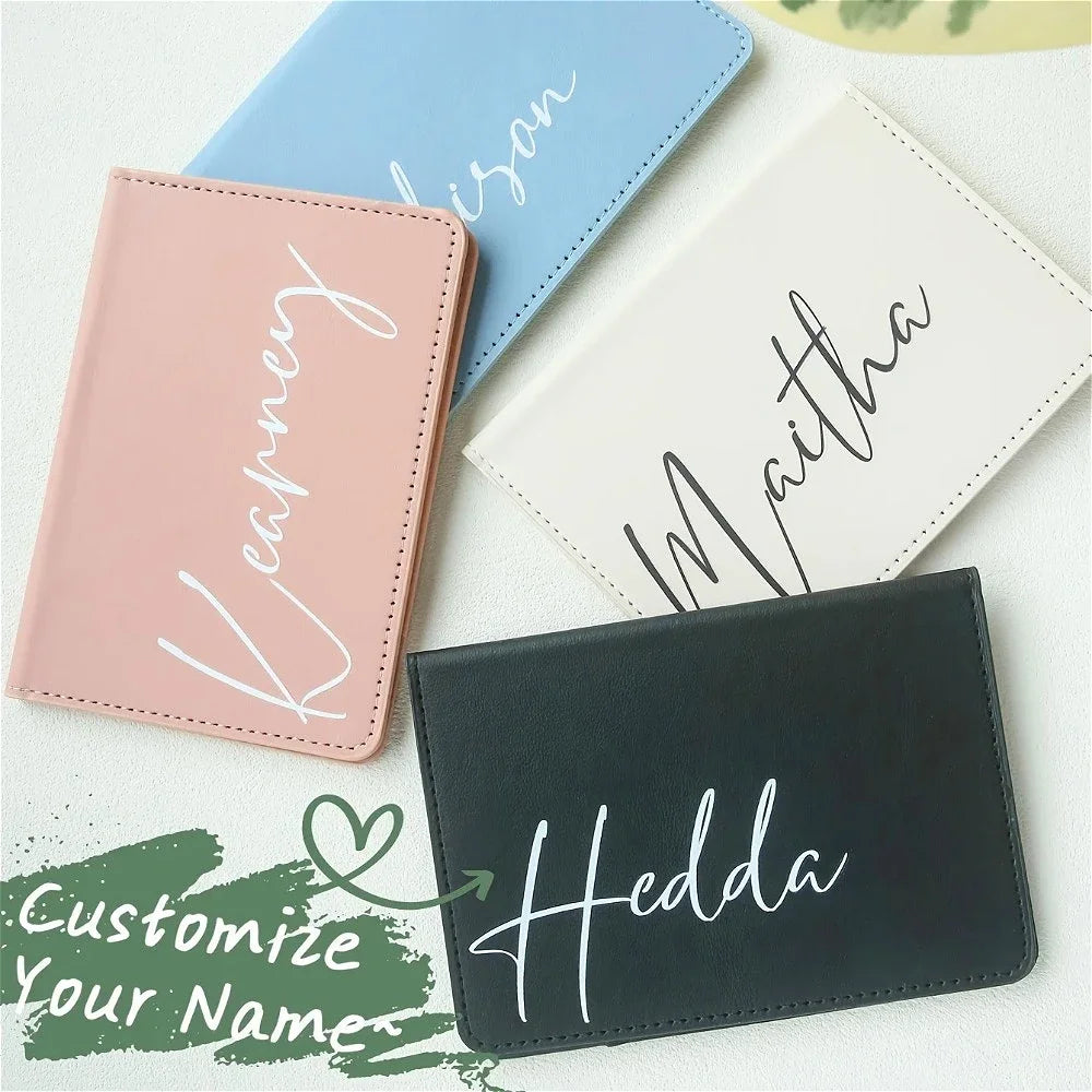 Custom Logo Passport Holder Personalized Travel Wallet Engraved Name Passport Cover Case Travel Essentials Card Holder Unique