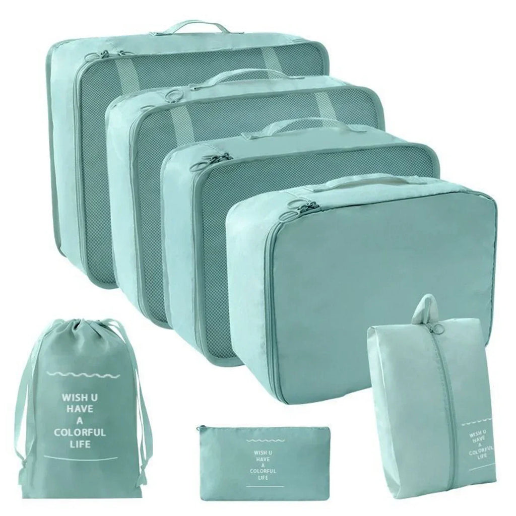Travel Packing Cubes Set of 7 - Transparent Compression Luggage Organizer for Suitcase, Clothes & Trip Use