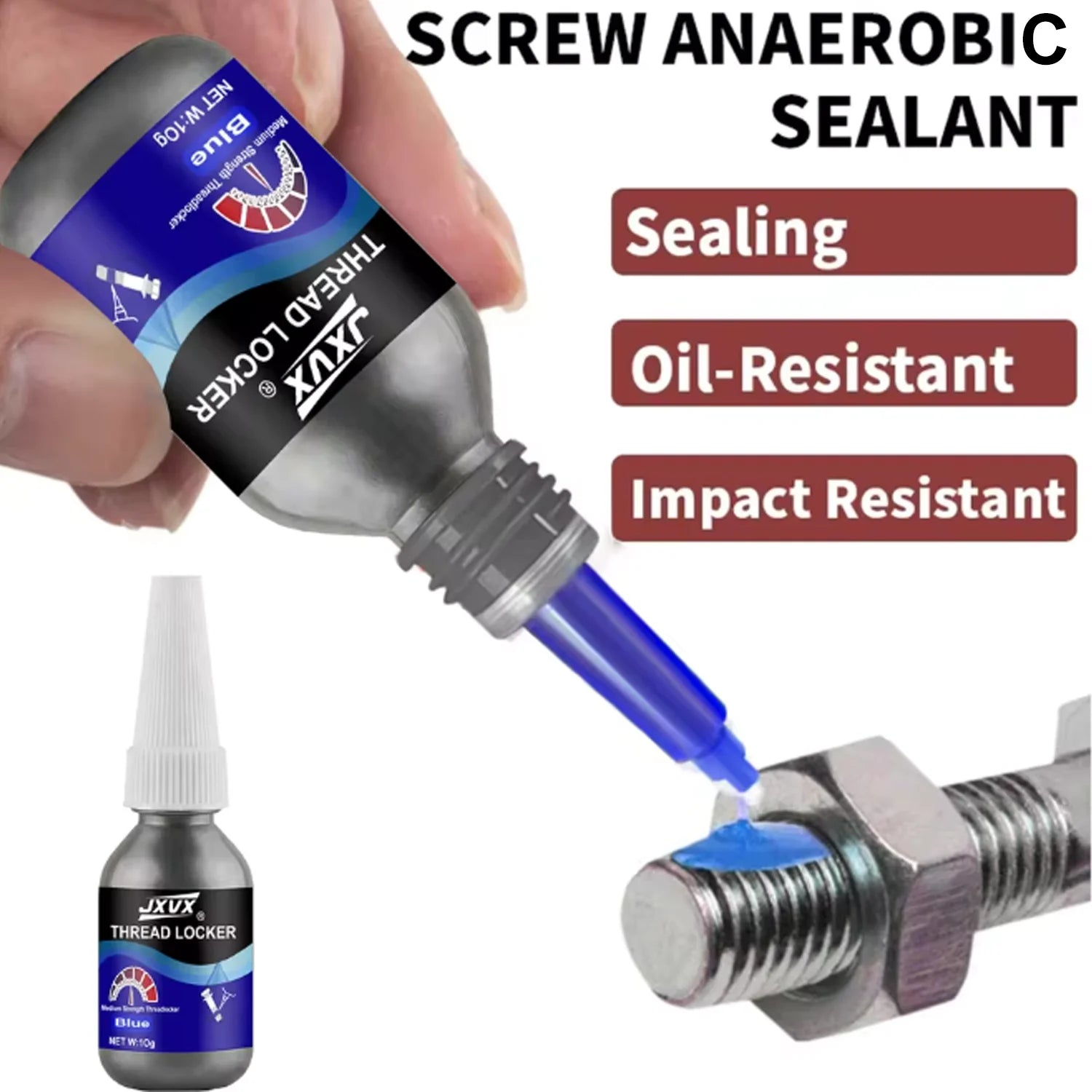 JXVX 10ml Anaerobic Thread Sealing Adhesive, Anti-Stick Glue for Screws, Quick Fixing, Fast Curing Thread Adhesive for Screws