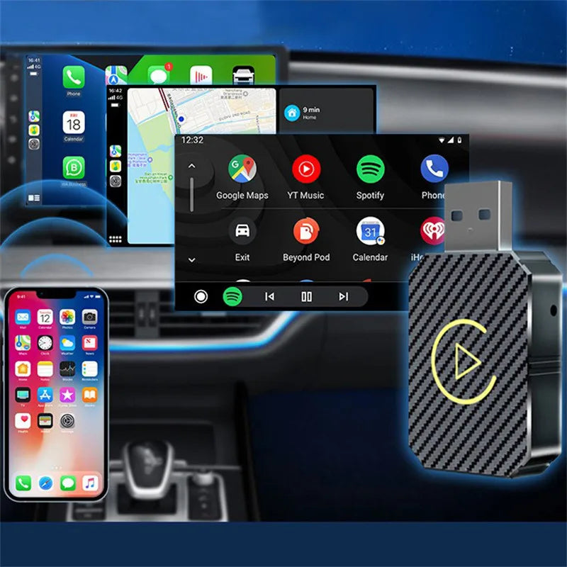 Smart Dongle Wireless CarPlay Adapter for Android Auto for Apple iOS ,Intelligent Car Screen System, Plug & Play，No Latency