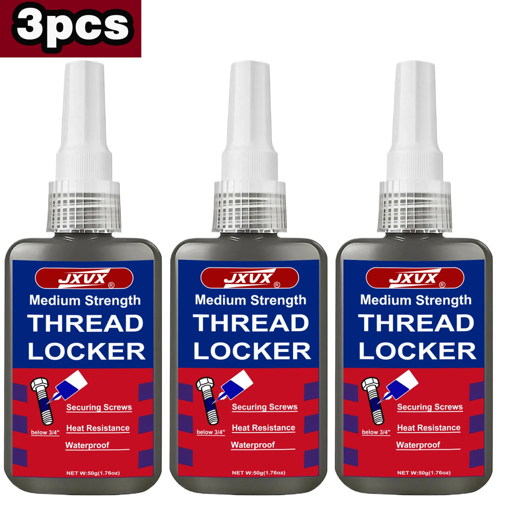 JXVX 243 Threadlocker Medium Strength Thread Locking Blue Removable Adhesive Anaerobic Epoxy Adhesive Industrial Thread Sealant.