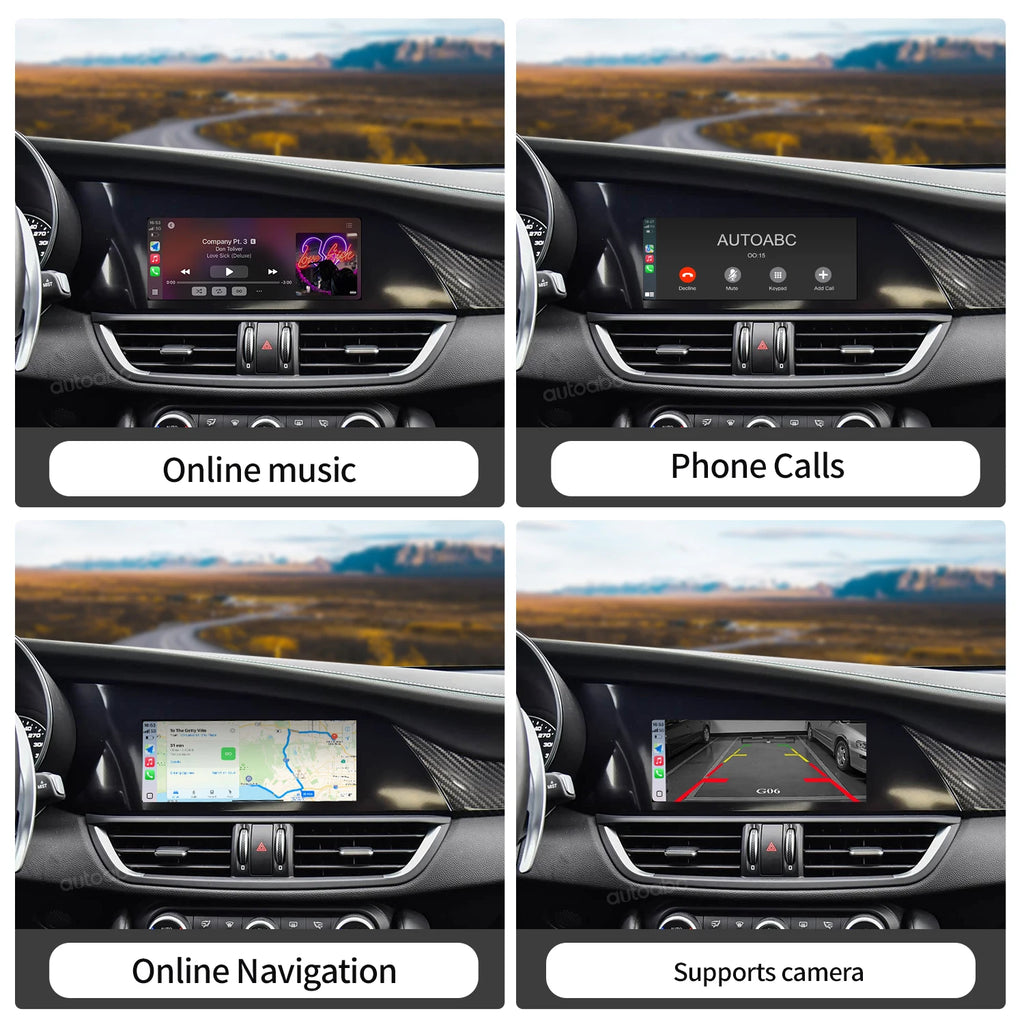 AUTOABC 2025 New For Alfa Romeo Stelvio /Giulia 2017-2019 Wireless CarPlay Android AutoAirPlay Navigation Car Play Functions