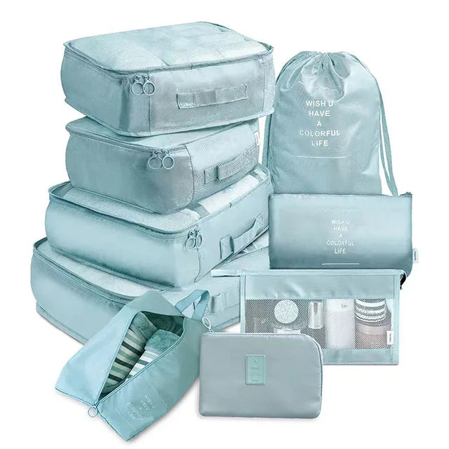 8/9PCS Set Packing Cubes For Travel Waterproof Clothes Underwear Shoes Toiletries Organizer Tidy Pouch Travel Storage Bag