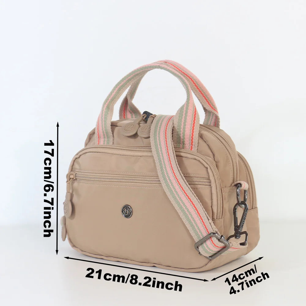 Women's Fashion Messenger Bag Handbag, Nylon Material, Wrinkle-resistant, Square Shape, Thickened Soft Compartment