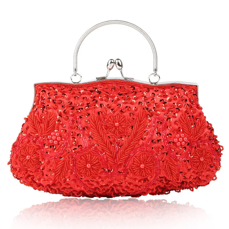 Women Clutch Bags Ladies Beads Evening Bags Wedding Party Bridal Embroidered Handbag Women Solid Retro Small Totes Mini Wallets