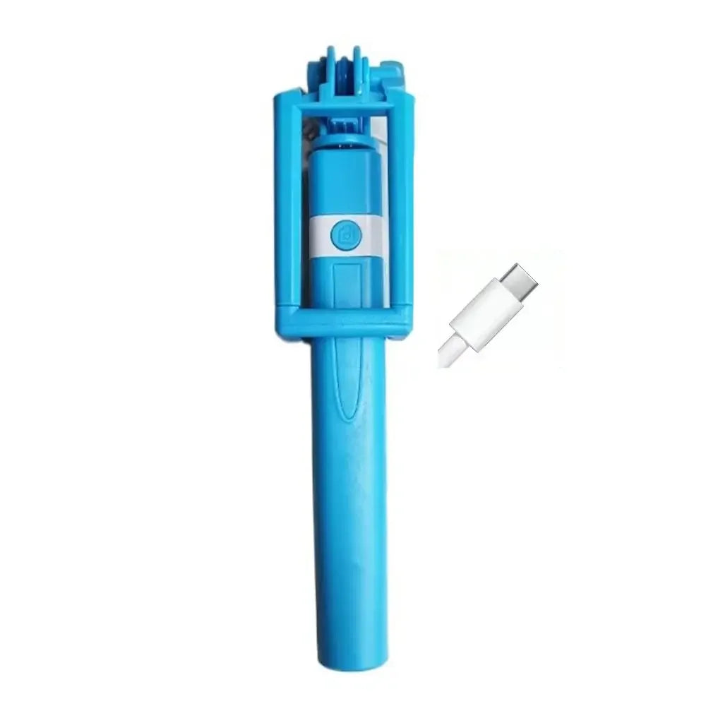 3.5mm Plug Mini Wire Controlled Selfie Stick Type-C Plug Retractable Portable Handheld Selfie Stick Mini Portable