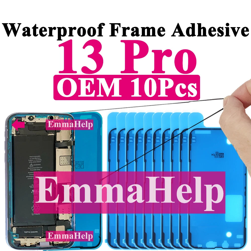 10pcs Waterproof Sticker for iPhone 16 Pro Max 17 14 13 12 11 15 XS XR 8 SE 3M Seal Adhesive Pre-Cut LCD Screen Frame Tape Glue